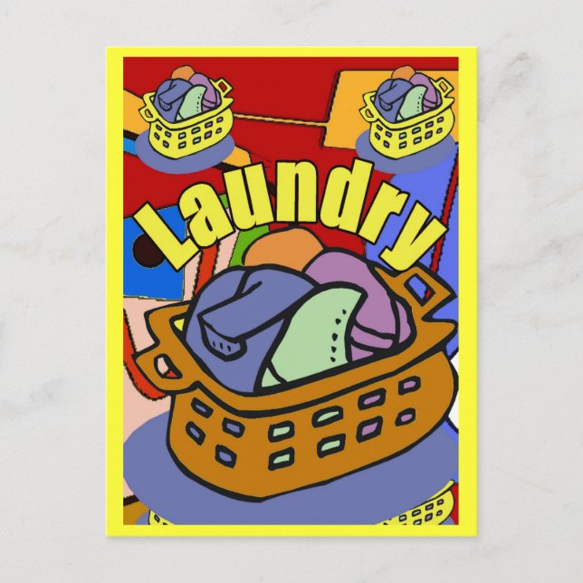 Carte Postale Panier de la salle de blanchisserie (Devant)