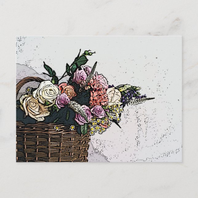 Carte Postale Panier floral chic de l'art des fleurs (Devant)