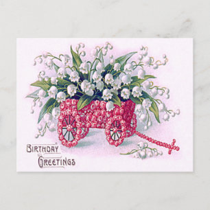 Carte Postale Panier rose Lily de la Vallée