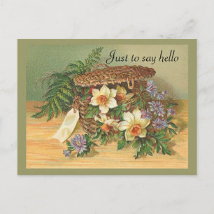Carte Postale Panier vintage Daffadil Floral -Carte postale