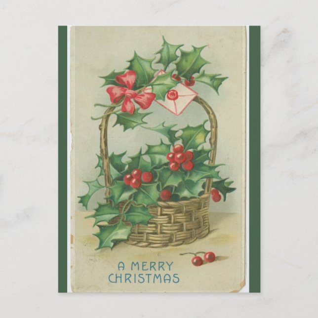Carte Postale Panier vintage des baies Noël (Devant)