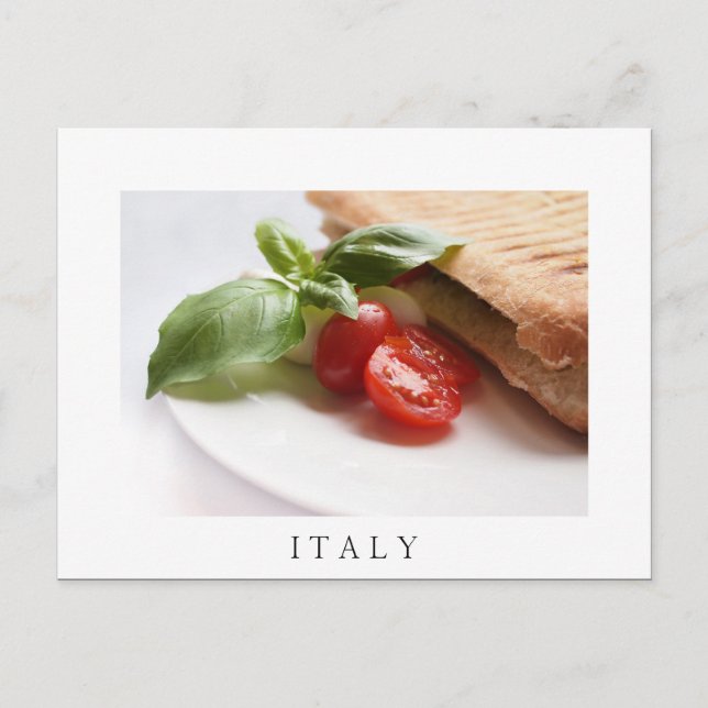 Carte Postale Panini de nourriture italienne sandwich texte blan (Devant)