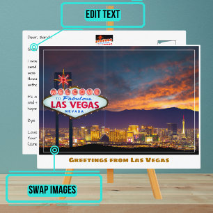 Carte Postale Panneau Bienvenue à Las Vegas au coucher du soleil