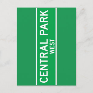 Carte Postale Panneau Central Park West, New York Street