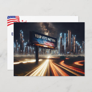 Carte Postale Panneau D'Affichage De Rappel De Vote Avec Éclair