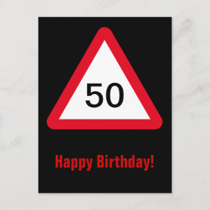 Carte Postale Panneau d'attention : 50e anniversaire