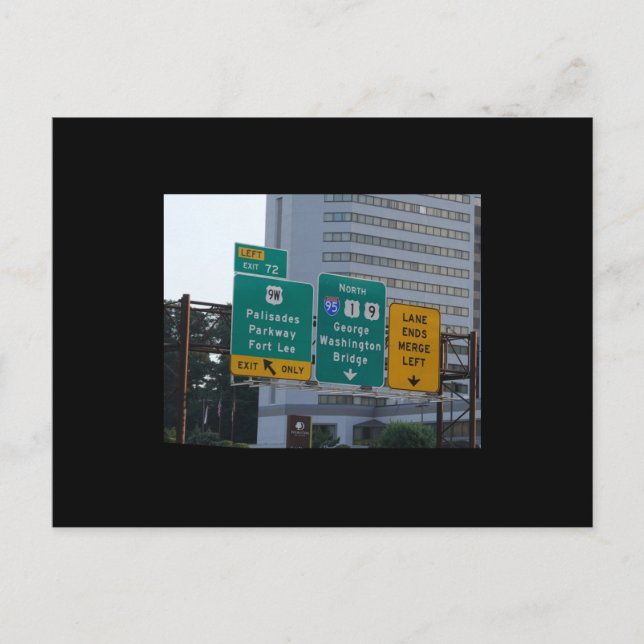 Carte Postale Panneau d'autoroute I95 pour le pont George Washin (Devant)