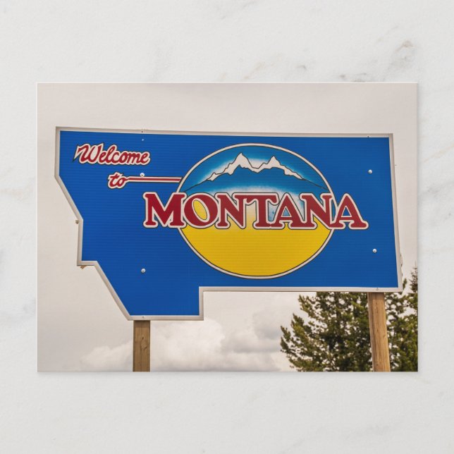 Carte Postale Panneau de bienvenue du Montana - Frontière du Mon (Devant)