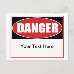 Carte Postale Panneau de danger personnalisable