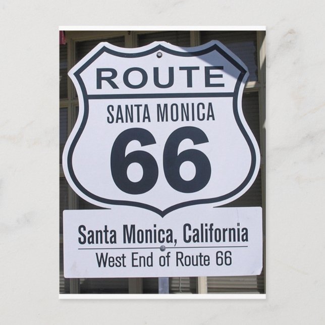 Carte Postale Panneau de fin officiel Route 66 père Noël monica (Devant)