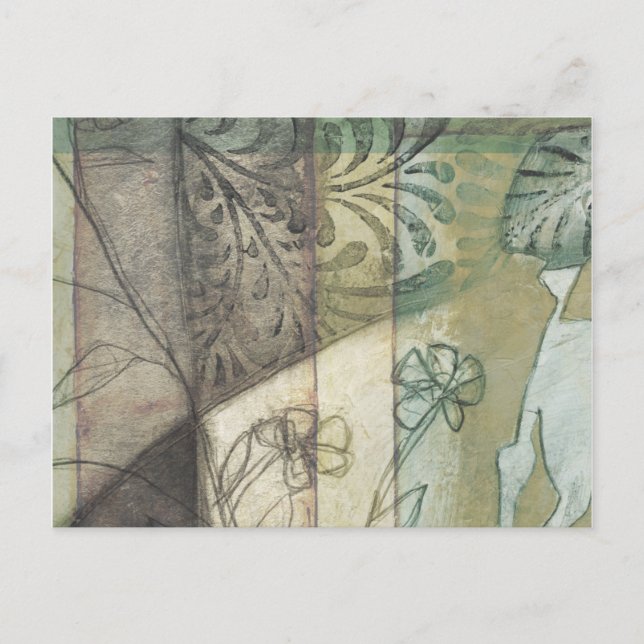 Carte Postale Panneau de jardin avec Feuilles, fleurs et herbe (Devant)