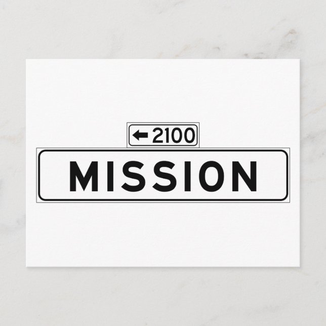 Carte Postale Panneau de la rue Mission St, San Francisco (Devant)