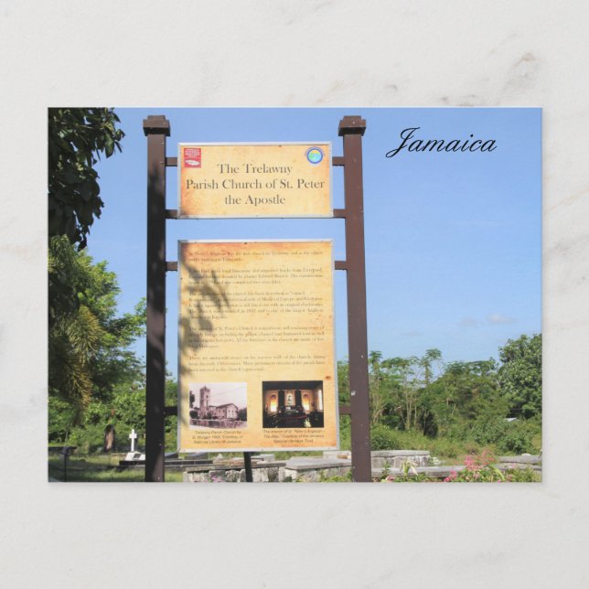 Carte Postale Panneau de l'église paroissiale de Trelawny, Jamaï (Devant)