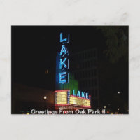 Panneau de néon vintage, Théâtre du lac, Oak Park 