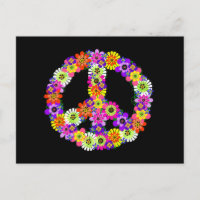 Panneau de paix Floral sur noir