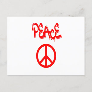 Carte Postale Panneau de Paix Rouge avec Paix Expliquée en Graff