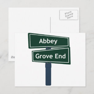 Carte Postale Panneau de rue Abbey Road et Grove End Road