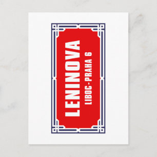 Carte Postale Panneau de rue tchèque Leninova, Prague