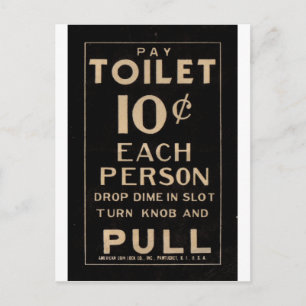 Carte Postale Panneau de toilettes payantes vintage en noir