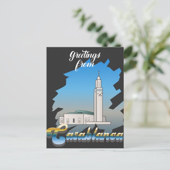 Carte Postale Panneau de voeux de Casablanca (Debout devant)
