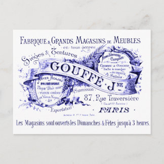 Carte Postale Panneau français vintage à l'encre bleue