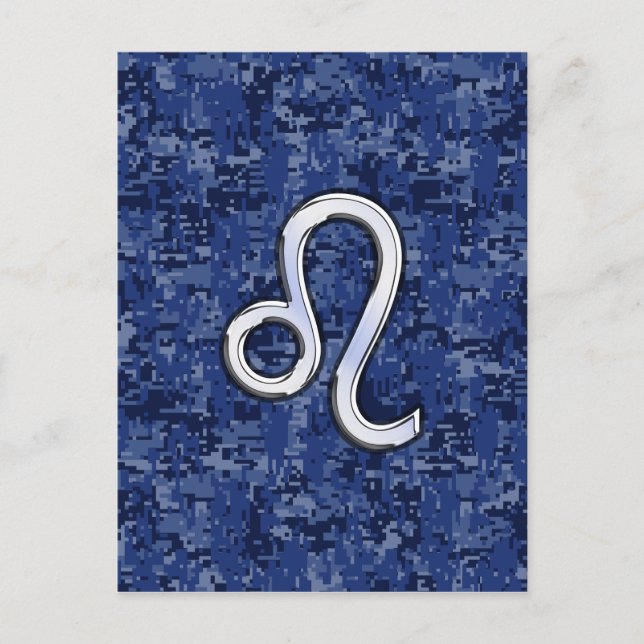 Carte Postale Panneau Leo Zodiac sur Camouflage numérique bleu (Devant)