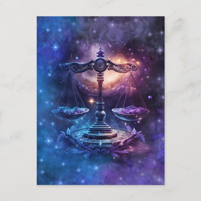 Carte Postale Panneau Libra Zodiac Aquarelle Design (Devant)