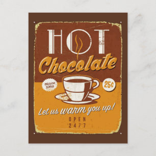Carte Postale Panneau métallique vintage - Chocolat chaud