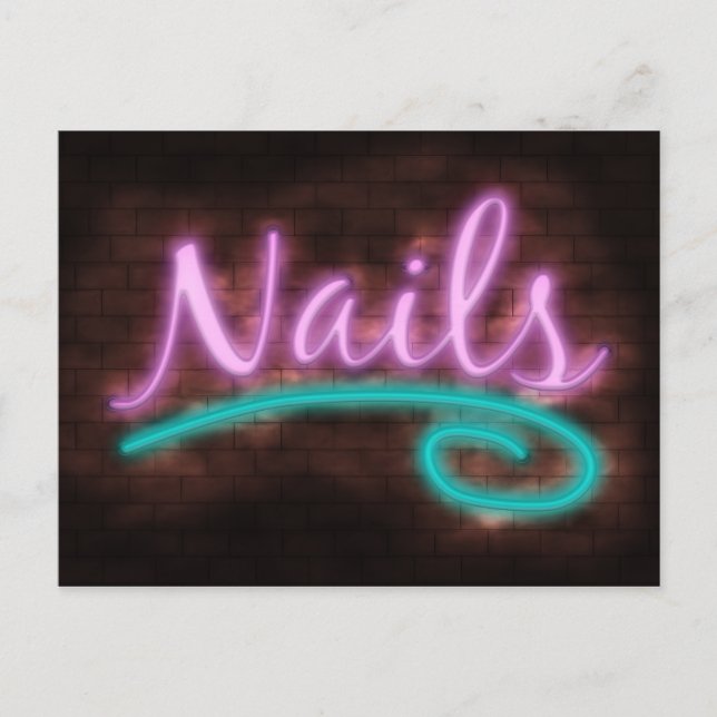 Carte Postale Panneau Neon Nails (Devant)