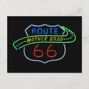 Carte Postale Panneau néon Route 66 "Mère Road"