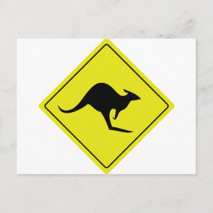 Carte Postale panneau routier australien kangourou australie
