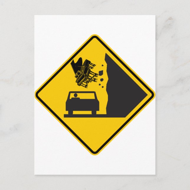 Carte Postale Panneau routier de la zone de piano en chute (Devant)