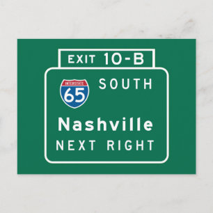 Carte Postale Panneau routier de Nashville, TN
