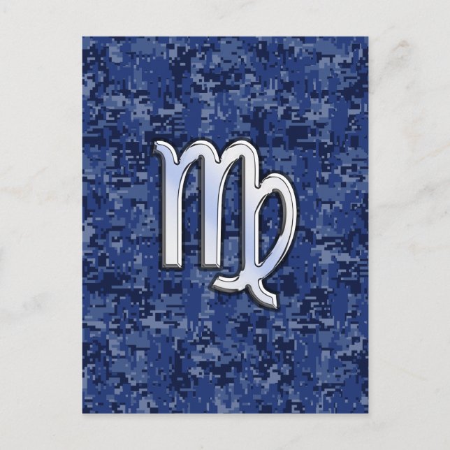 Carte Postale Panneau Virgo Zodiac sur Camouflage numérique bleu (Devant)