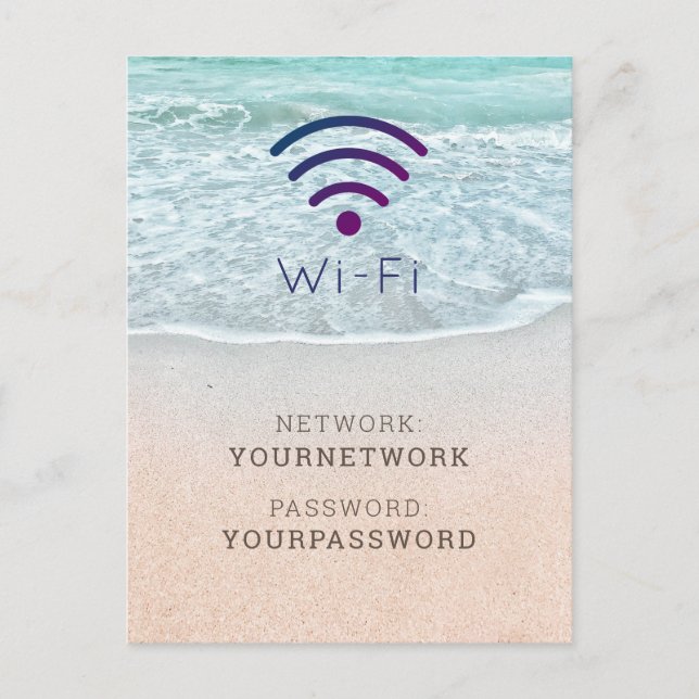 Carte Postale Panneau Wi-Fi Plage Océan Bleu Turquoise (Devant)