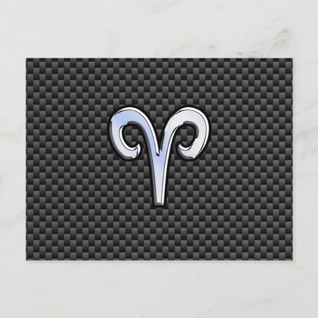 Carte Postale Panneau Zodiac Silver Aries Black Carbon Fibre Pri (Devant)