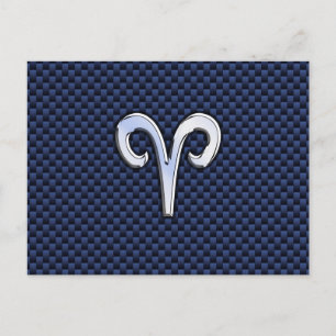 Carte Postale Panneau Zodiac Silver Aries Bleu Carbone Fibres Im
