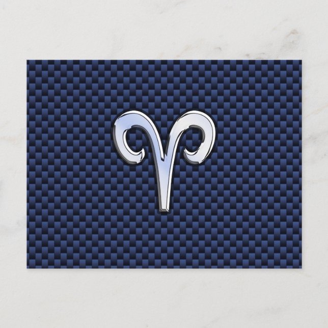 Carte Postale Panneau Zodiac Silver Aries Bleu Carbone Fibres Im (Devant)