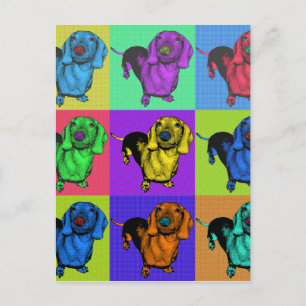 Carte Postale Panneaux Doxie Pop Art Dachsund Popart multicolore
