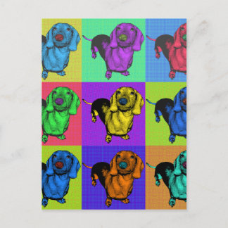 Carte Postale Panneaux Doxie Pop Art Dachsund Popart multicolore