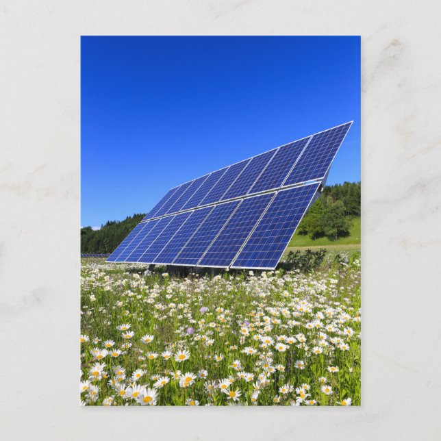 Carte Postale Panneaux solaires avec paysage rural (Devant)