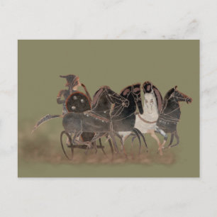 Carte Postale Panoplie - Char grec ancien et chevaux de près