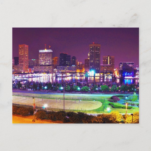 Carte Postale Panorama de Baltimore's Inner Harbor Night Skyline (Devant)
