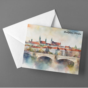 Carte Postale Panorama de peinture aquarelle de Bratislava Slova