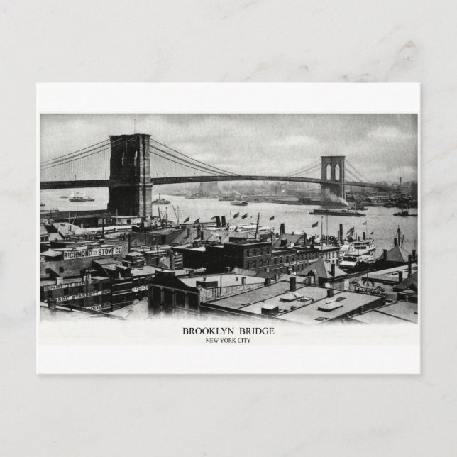 Carte Postale Panorama du pont Brooklyn 1900 (Devant)