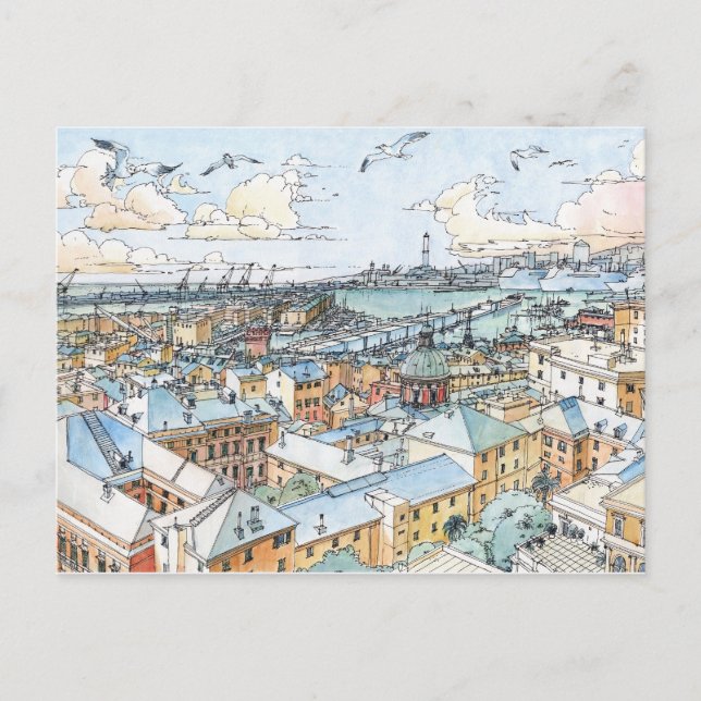 Carte Postale Panoramique de Gênes (Devant)