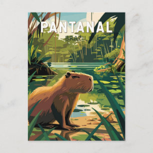 Carte Postale Pantanal Brésil Capybara Voyage Art Vintage
