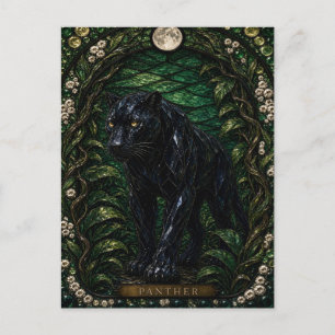 Carte Postale Panthère, vitrail Night Bloom