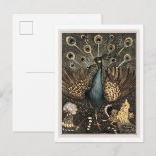 Carte Postale Paon avec poules (1878-1910)  de Theo van Hoytema
