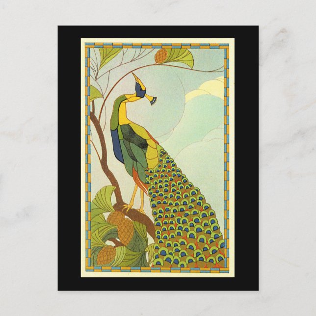 Carte Postale Paon viennois de Nouveau d'art (Devant)